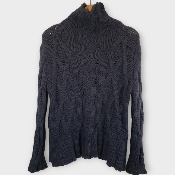 Goodnight Macaroon Sweaters - Goodnight Macaroon Navy Cable Knit Sweater Medium